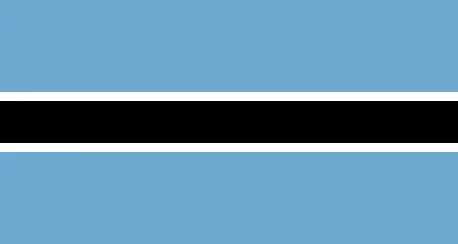 Country flag of Botswana. Light blue with a horizontal black stripe centered over a thin white frame.